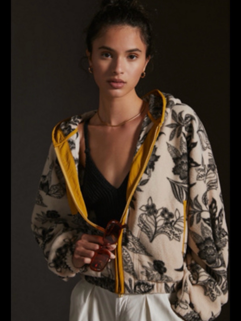 Daily Practice by Anthropologie Floral Patterned Lightweight Fleece Jacket